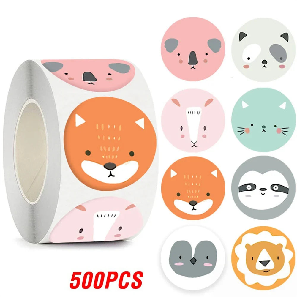 100-500pcs Cute Sticker for Kids Animals Face Reward Sticker for Classroom Teacher Supplies Motivational Scrapbooking (ONLINE ORDER ONLY)
