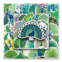 50Pcs Peacock Cartoon Waterproof Vinyl Stickers for Skateboard Snowboard (ONLINE ORDER ONLY)