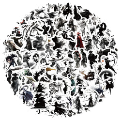 Black & White Ink Hero Stickers Waterproof Decals for Laptop, Motorcycle, Luggage, Snowboard, Fridge, Phone, Car (10/30/50/100 Pcs) (Online Order Only)