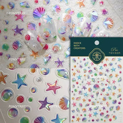 Beach Colourful Conch Dolphin Shell Starfish Jellyfish Star Summer Sea Wave Vacation Mode Water Bubble Nail Art Stickers Decals (Online Order Only)