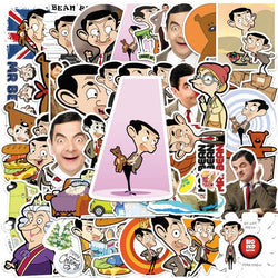 50pcs Mr Bean Cartoon Stickers for Laptop, Phone, Car, Scooter, Suitcase, Water Cup, Stationery, Refrigerator (ONLINE ORDER ONLY)