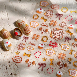 Lovely Dog Bone Bowknot Bread Graffiti Cake Cherry 3D Line Paw Adhesive Nail Art Stickers Cute Cartoon Manicure Decals Wholesale (ONLINE ORDER ONLY)
