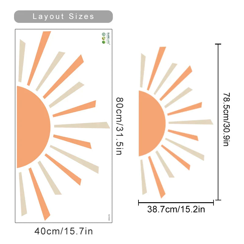 Boho Sunshine Wall Stickers Removable Vinyl Decals Peel and Stick Wallpaper Kids Bedroom Decor (Online Order Only)