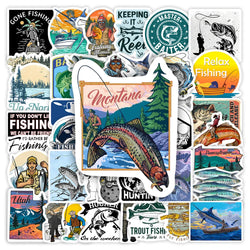 Fishing Hobby Illustration Stickers DIY Toy Gift Waterproof Decal for Laptop Scrapbook Phone Bottles Decorative (ONLINE ORDER ONLY)