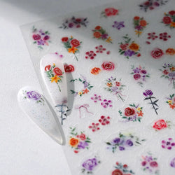 Rose Flower Garden Soft Embossment Adhesive Nail Art Stickers Charming Rhinestone Manicure Decals Nail Supplies for Professional (ONLINE ORDER ONLY)