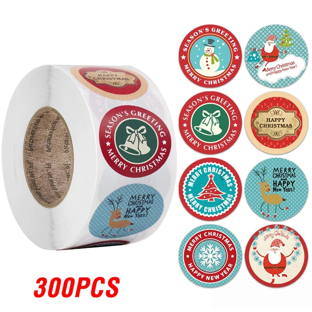 100-500pcs Christmas Theme Seal Labels Stickers For DIY Gift Baking Package Envelope Stationery Decoration 1inch (Online Order Only)