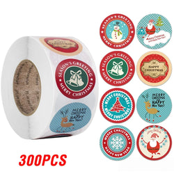100-500pcs Christmas Theme Seal Labels Stickers For DIY Gift Baking Package Envelope Stationery Decoration 1inch (Online Order Only)