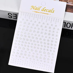 1 Sheet Star Nail Art Stickers 3d Self Adhesive Nail Decals Black White Golden Silver Color Star Design Nail Supplies Accessory (ONLINE ORDER ONLY)