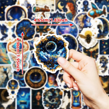 10/30/50PCS Kawaii Blue Starry Sky Sticky PVC Sticker Aesthetic Stationery DIY Decoration Scrapbooking School Supplies for Kids (ONLINE ORDER ONLY)