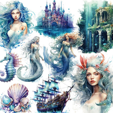 20Pcs/Pack Submarine Mermaid Sticker DIY Craft Scrapbooking Album Junk Journal Decorative Stickers (ONLINE ORDER ONLY)