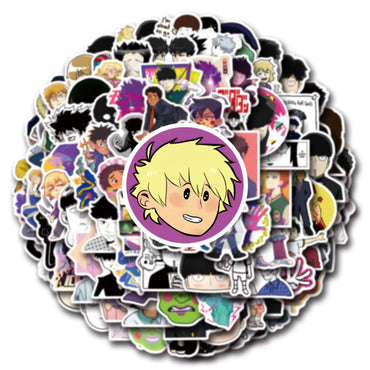 10/30/50/110PCS Mob Psycho 100 Stikers Funny Anime Decals Cartoon Graffiti Sticker Luggage Laptop Phone Guitar Bike Kids Toys (Online Order Only)