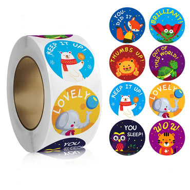 100-500pcs Cartoon Animal Children Sticker Reward Label Thank You Cute Toy Game Sticker DIY Gift Sealing Label Decoration Supple (ONLINE ORDER ONLY)