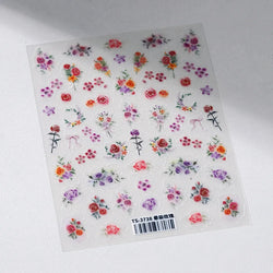 Rose Flower Garden Soft Embossment Adhesive Nail Art Stickers Charming Rhinestone Manicure Decals Nail Supplies for Professional (ONLINE ORDER ONLY)