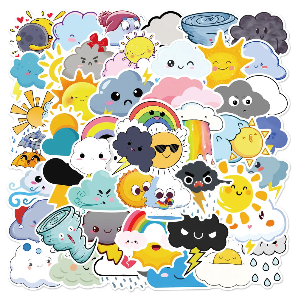 50pcs Cute Weather Cloud Stickers for Helmet, Wall, DIY Decoration (ONLINE ORDER ONLY)