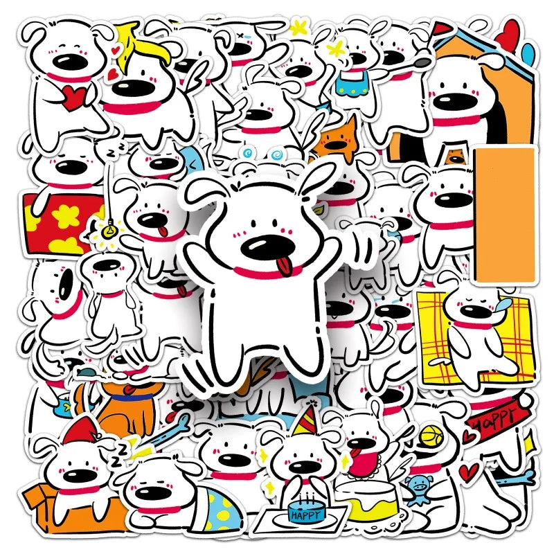 50pcs Maltese Cartoon Stickers for Suitcase, Stationery, Water Cup, Phone, Car, Scooter, Laptop, Refrigerator (ONLINE ORDER ONLY)