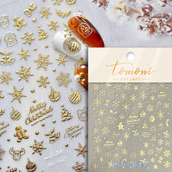 Hot Stamping Romantic White Gold Snowflakes Hexagon Winter 3D Self Adhesive Nail Art Stickers Shiny Rhinestone Manicure Decals (Online Order Only)