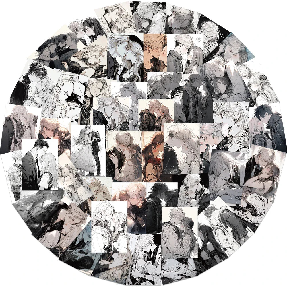 50PCS Romantic Couple Kiss Stickers Waterproof Decals for Phone, Luggage, Laptop (ONLINE ORDER ONLY)