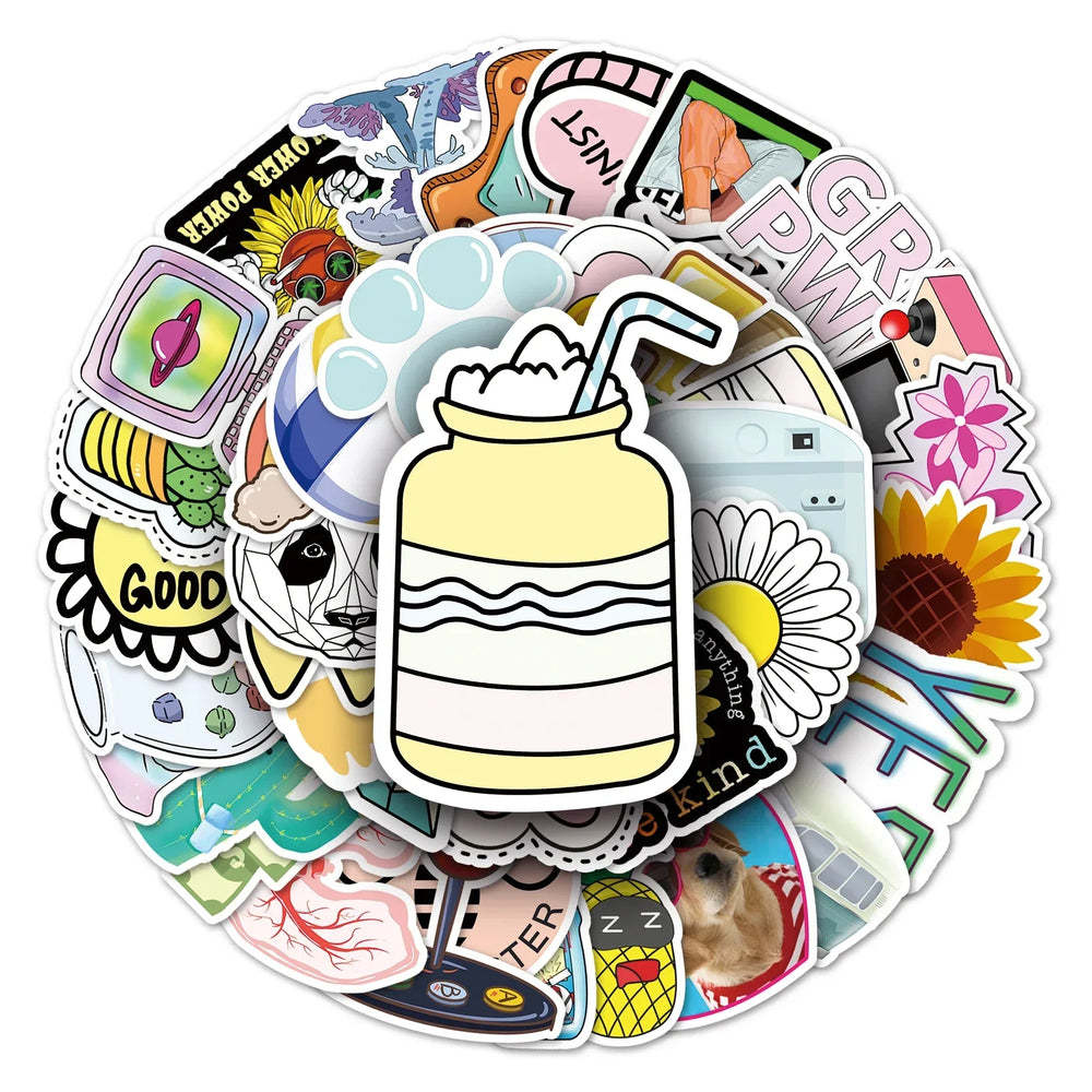 50Pcs Cartoon Waterproof Vinyl Stickers for Skateboard Snowboard (Online Order Only)