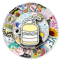 50Pcs Cartoon Waterproof Vinyl Stickers for Skateboard Snowboard (Online Order Only)