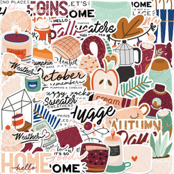Vintage Autumn Art Cartoon Stickers - Laptop, Guitar, Phone, Luggage, Car Decals (10/30/50pcs) (Online Order Only)