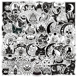 Nordic Witch Stickers: Black White Decals for Phone, Laptop, Luggage, Skateboard (Online Order Only)