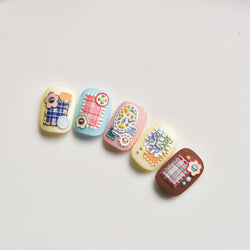 Button Rag Floral Print Flower Small Sticker Cloth Morning Glory Figure Pattern Thread Adhesive Nail Art Stickers Manicure Decal (ONLINE ORDER ONLY)