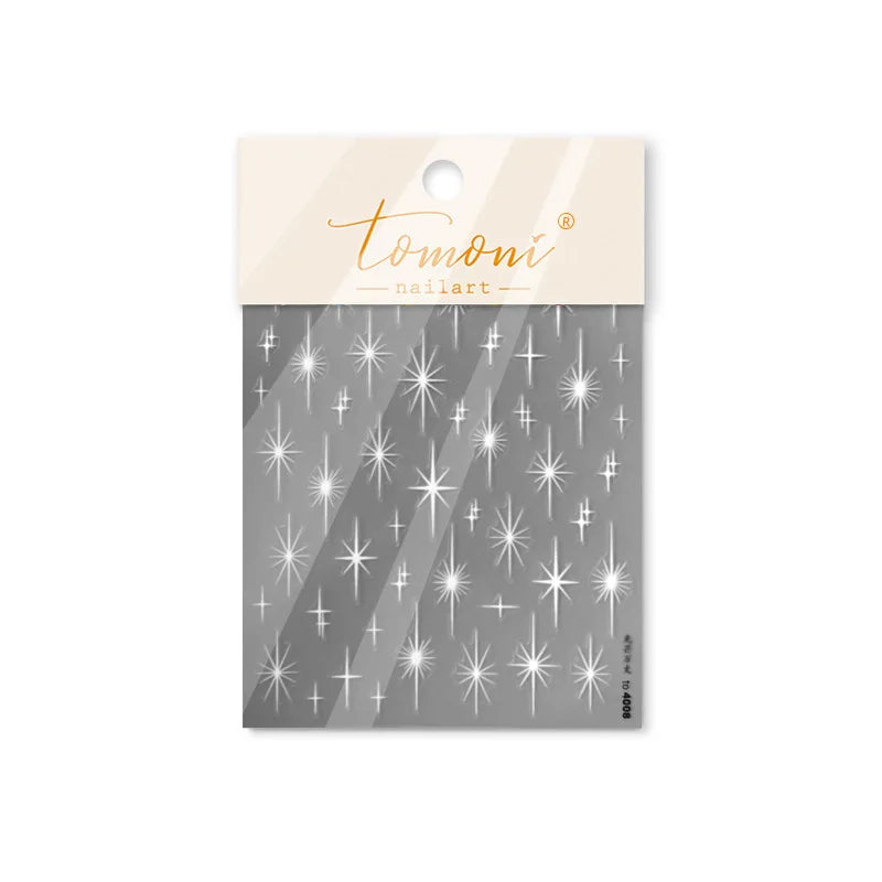 Gold Silver Star Laser Pink Colorful Glitter Starlight Sparkle Rhinestones Relief Nail Art Decorations Stickers Manicure Decals (ONLINE ORDER ONLY)