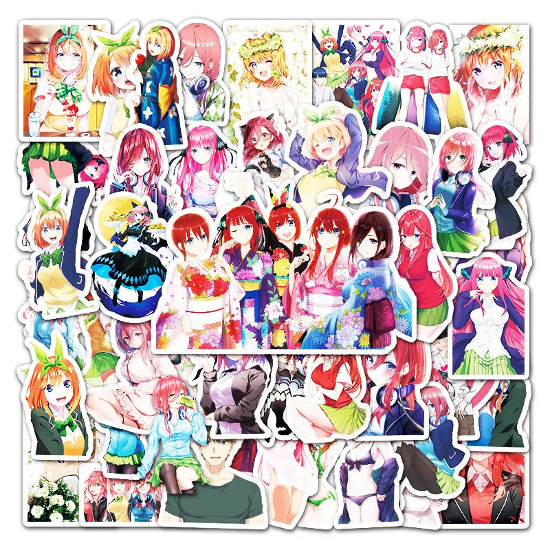 50pcs Quintessential Quintuplets Anime Stickers - Yotsuba, Miku, Nino - Wall Room Decoration Pack (ONLINE ORDER ONLY)