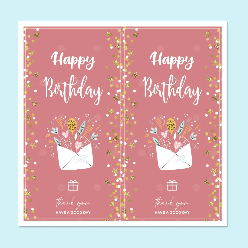 50pcs Happy Birthday Stickers Packaging Sealing Label DIY Gift Decoration Self-adhestive Handmade Stationery Sticker (ONLINE ORDER ONLY)