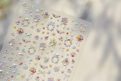 Colourful Field Bouquet Flower Spring Field Violet Daisy Bowknot Butterfly 5D Relief Adhesive Nail Art Stickers Manicure Decals (ONLINE ORDER ONLY)