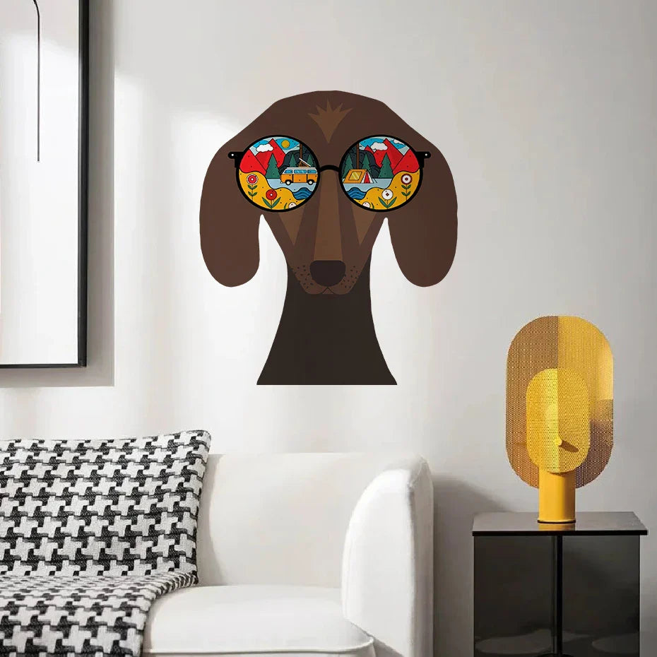 Cute Dog Glasses Wall Sticker Vinyl Art Decor for Kids Room (Online Order Only)