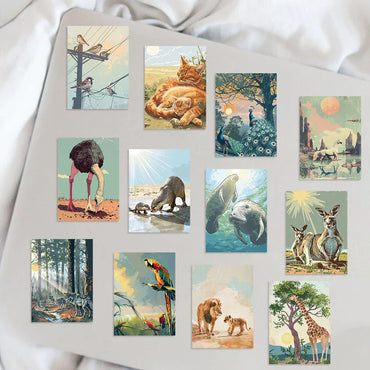 50Pcs Vintage Nature Scene Illustrations Graffiti Sticker Decoration Phone Water Cup Guitar Refrigerator Waterproof Decal Toy (ONLINE ORDER ONLY)