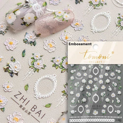 Retro Rose Gold Silver Totem Picture Photo Frame Flower 5D Self Adhesive Nail Art Stickers 5D Shiny Rhinestone Manicure Decals (ONLINE ORDER ONLY)