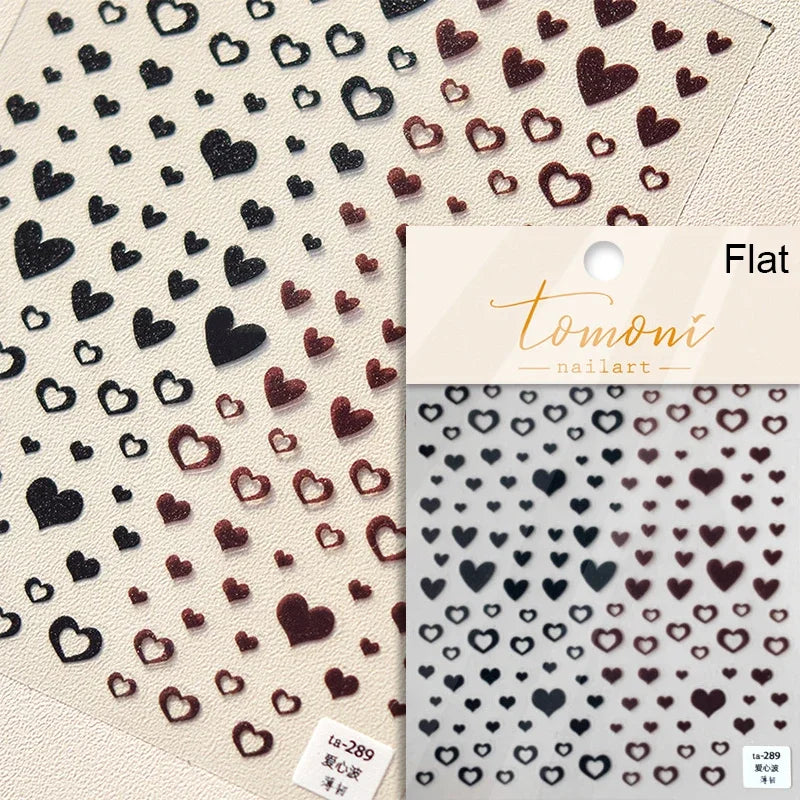 Poker Red Love Heart Square Grid Star Moon Card Pattern Spade Retro 3D Self Adhesive Nail Art Decoration Sticker Manicure Decals (Online Order Only)