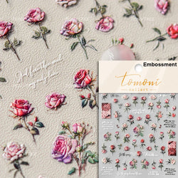 Retro Chinese Characters Charming Rich Peony Delicate Rose Flowers Soft Relief Adhesive Nail Art Stickers Chic Manicure Decals (ONLINE ORDER ONLY)