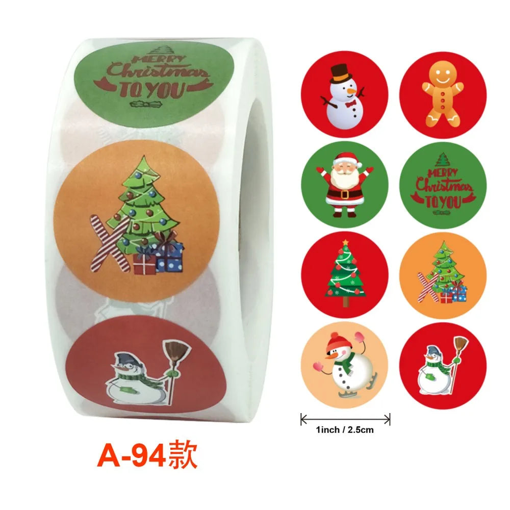 50-500Pcs Cartoon Merry Christmas Tree Label kids Stickers for Gift Package Wrapping Festival Party Baking Paper Seal Stickers (ONLINE ORDER ONLY)