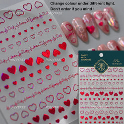 Graffiti Line Love Heart Cool Personal Hollow Out English Letter Y2k Self Adhesive Nail Art Decorations Sticker Manicure Decals (ONLINE ORDER ONLY)