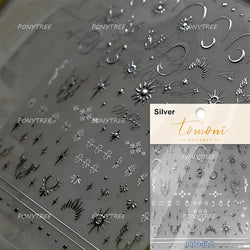 Gold Silver Line Irregular Shape Shiny Rhinestone 5D Bronzing Soft Relief Self Adhesive Nail Art Stickers Nail Decoration Decals (ONLINE ORDER ONLY)