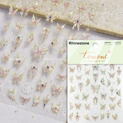 Embroidery Yunjin Brocade Tassels Bowknot Butterfly Flower Rose Camellia Adhesive Nail Art Stickers Rhinestone Manicure Decals (Online Order Only)