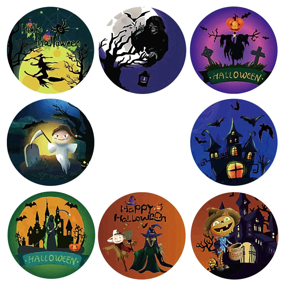 100-500pcs Halloween Pumpkin Bat Sealing Sticker 1inch Happy Halloween Sticker For Kids Party Baking Accessories Tools DIY (Online Order Only)