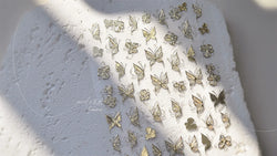 Charming Golden Gradient Shiny Rhinestone Jelly Butterfly Flower Petal Bowknot 3D Self Adhesive Nail Art Sticker Manicure Decals (ONLINE ORDER ONLY)