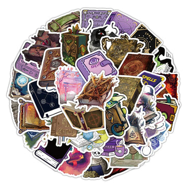 10/30/50PCS Vintage Cartoon Magic Book Stickers Aesthetic Motorcycle Skateboard Laptop Phone Decals DIY Waterproof Graffiti Toys (Online Order Only)