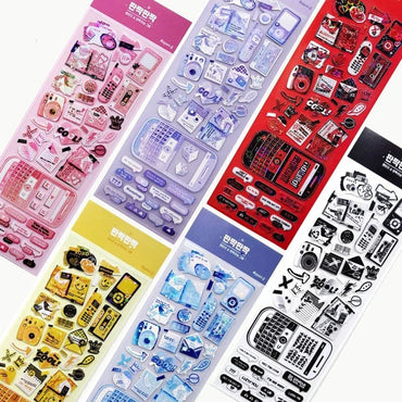 2pcs Korean Retro Phone Dialog Laser Sticker Scrapbooking DIY Album Decoration Sticker Personalized Ins Kawaii Stationery (ONLINE ORDER ONLY)