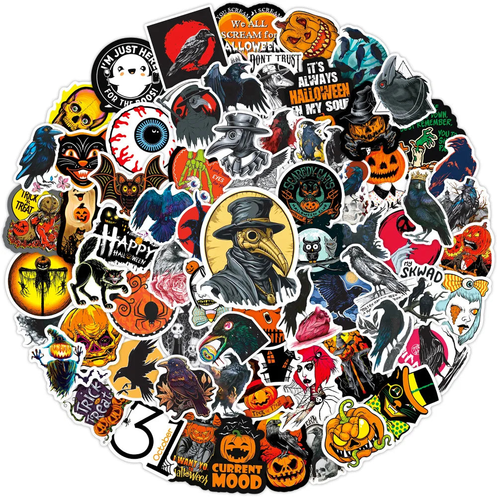 100Pcs Pumpkin head skateboard fashion Hallowmas Stickers For Suitcase Skateboard Laptop Phone Car Styling DIY Decal waterproof (Online Order Only)
