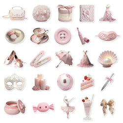 10/30/50PCS Ins Style Ballet Pink Girls Stickers Decoration DIY Scrapbook Phone Fridge Suitcase Skateboard Car Wall Decals Toys (ONLINE ORDER ONLY)