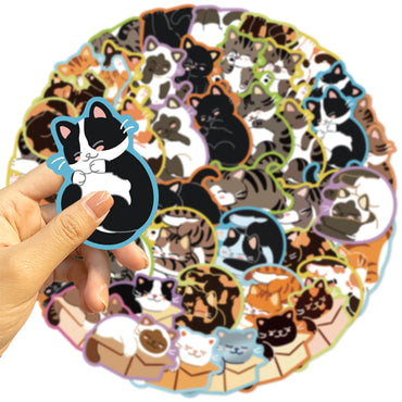 10/30/50PCS Kawaii Cat Stickers Cute Animal Graffiti Sticker Kids Toys Luggage Laptop Guitar Car Bike Decals Cartoon Decoration (Online Order Only)