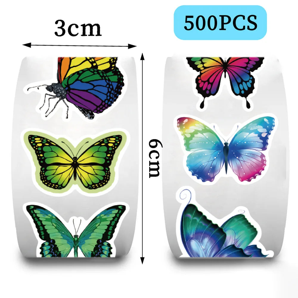 500pcs/roll Butterfly Cartoon Graffiti Stickers DIY Phone Guitar Laptop Notebook Suitcase Waterproof Sticker Kids Toy (ONLINE ORDER ONLY)