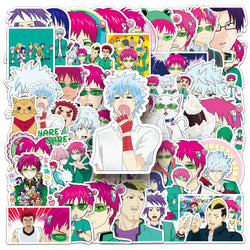50Pcs MINISO Saiki Kusuo Waterproof Vinyl Stickers for Skateboard Snowboard Decal (Online Order Only)