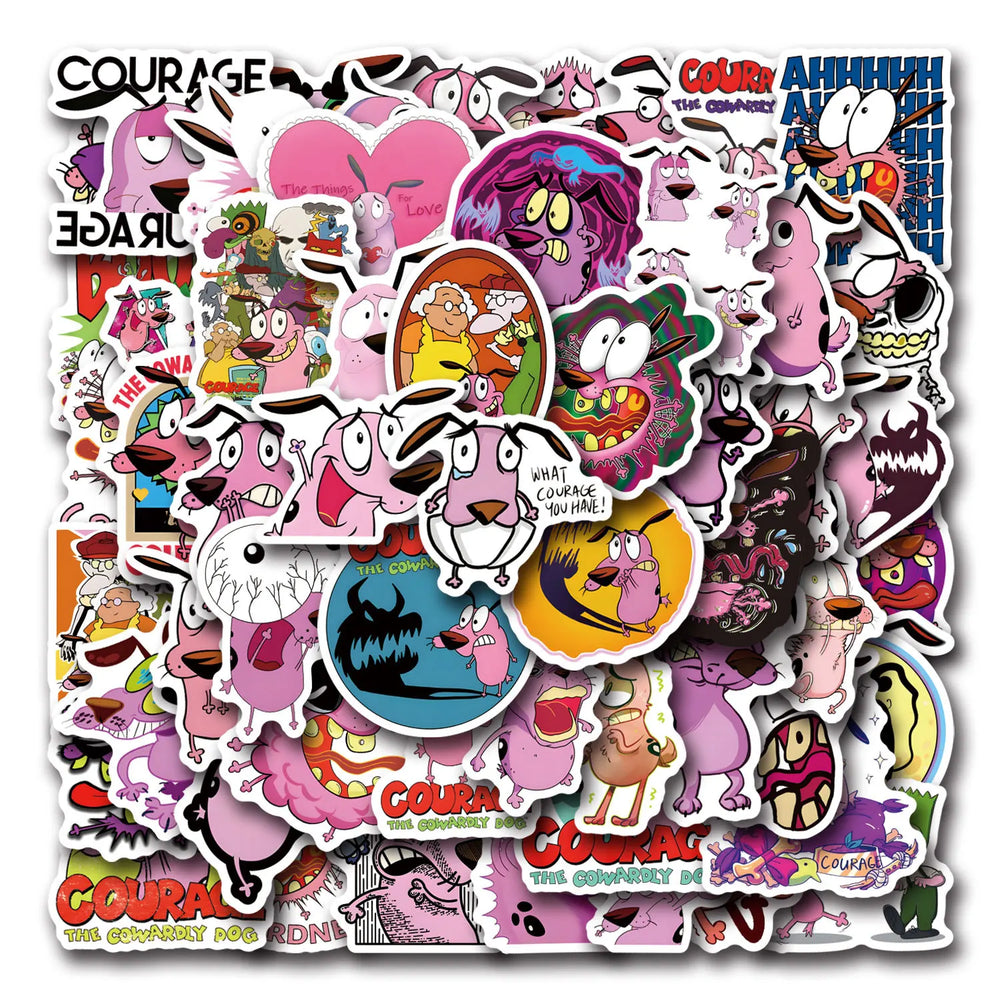Courage the Cowardly Dog Stickers - Cartoon Decals for Laptop, Phone, Guitar, Cup, DIY Kids Gift (ONLINE ORDER ONLY)