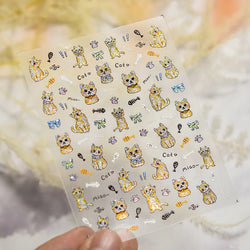 Cute Cat Eye Fishbone Animals Leopard Cat Ginger Cat Kitten Exclamation Point Paw Self Adhesive Nail Art Sticker Manicure Decals (ONLINE ORDER ONLY)